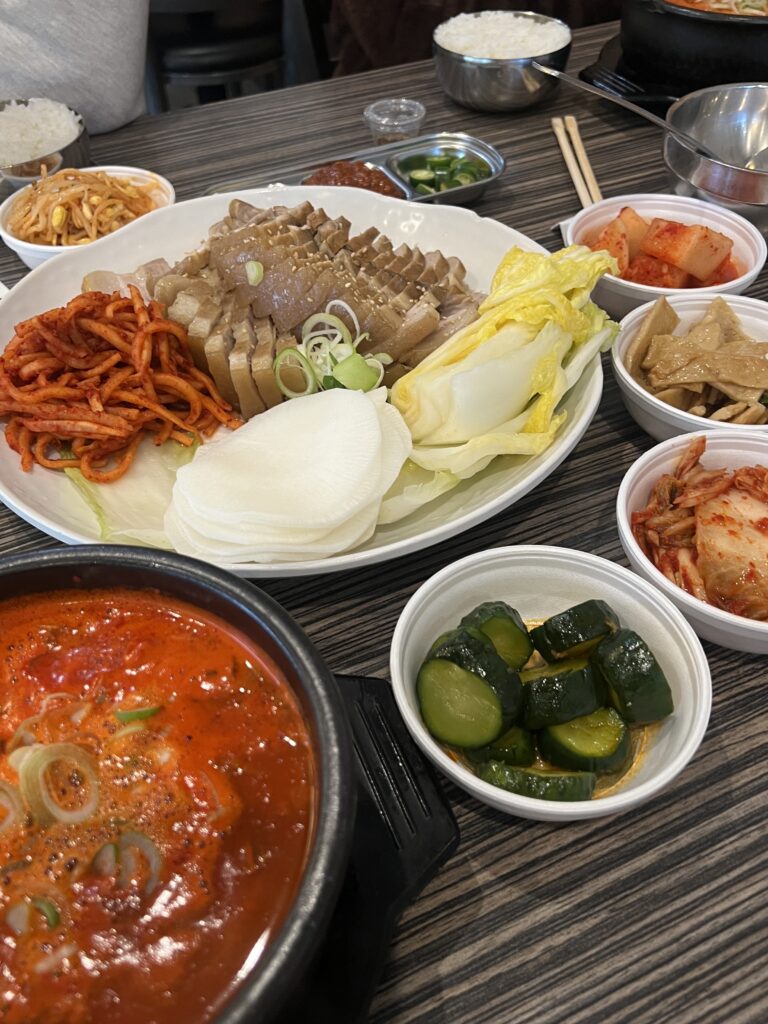 platter of korean bossam and soup