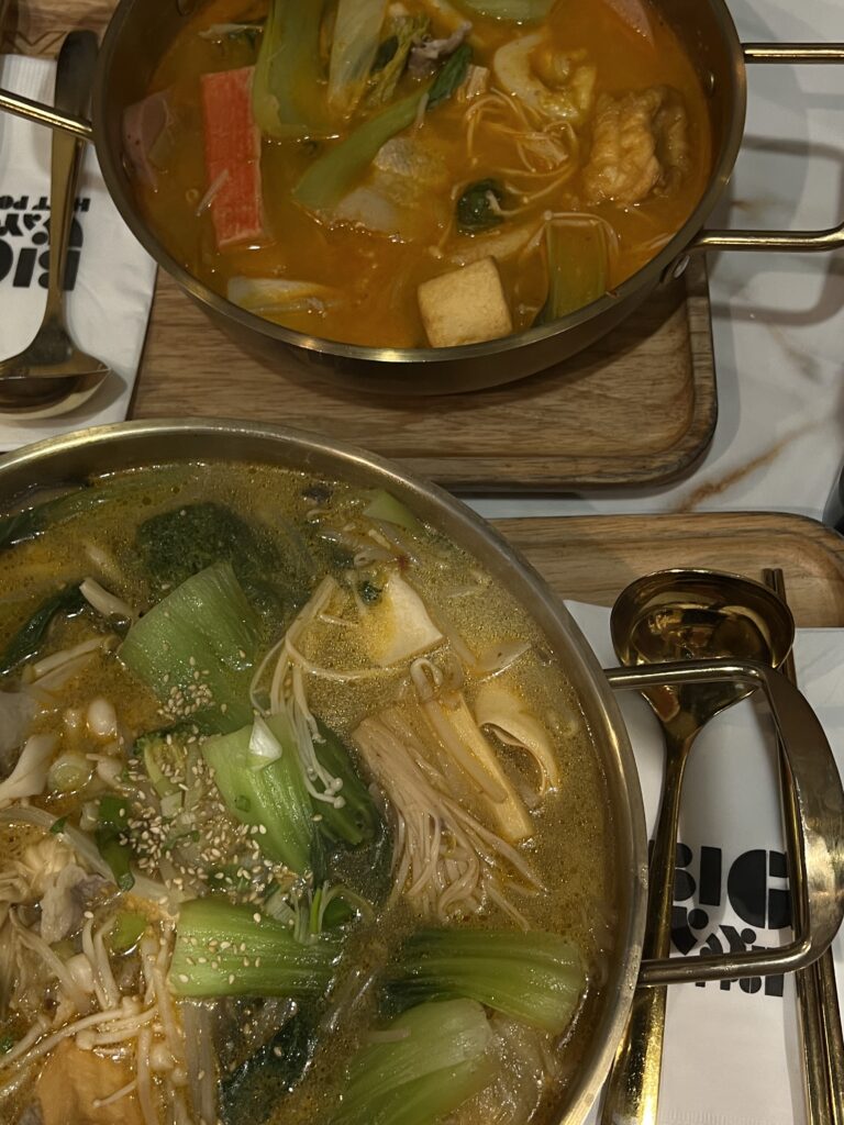 2 big bowls of individual hot pot