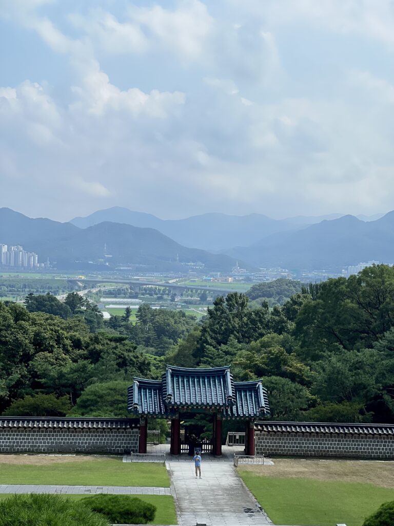 view with sky, trees, and traditional korean structure
